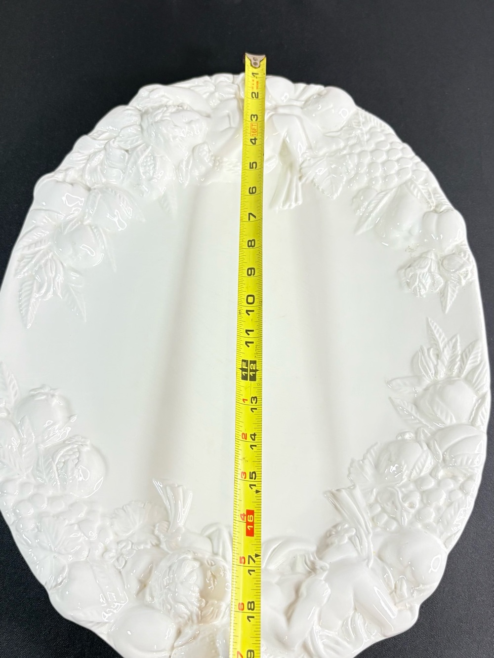 Imperial Porcelain White Embossed Fruit and Floral Wall Mirror